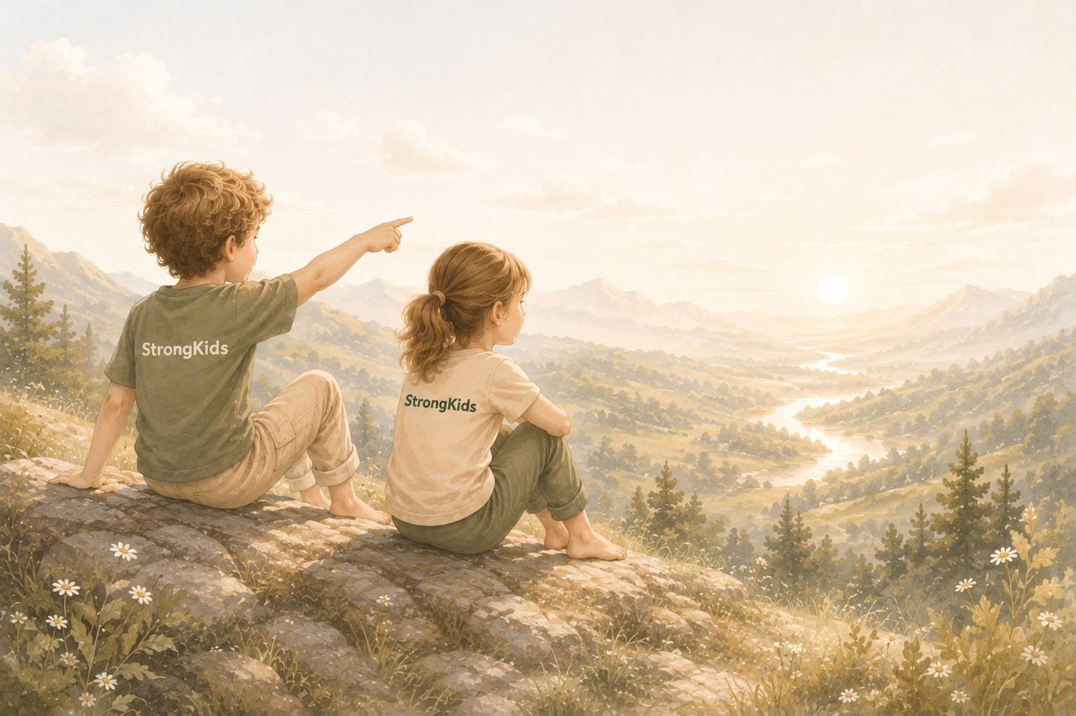 Zwei Kinder blicken in die Weite – StrongKids