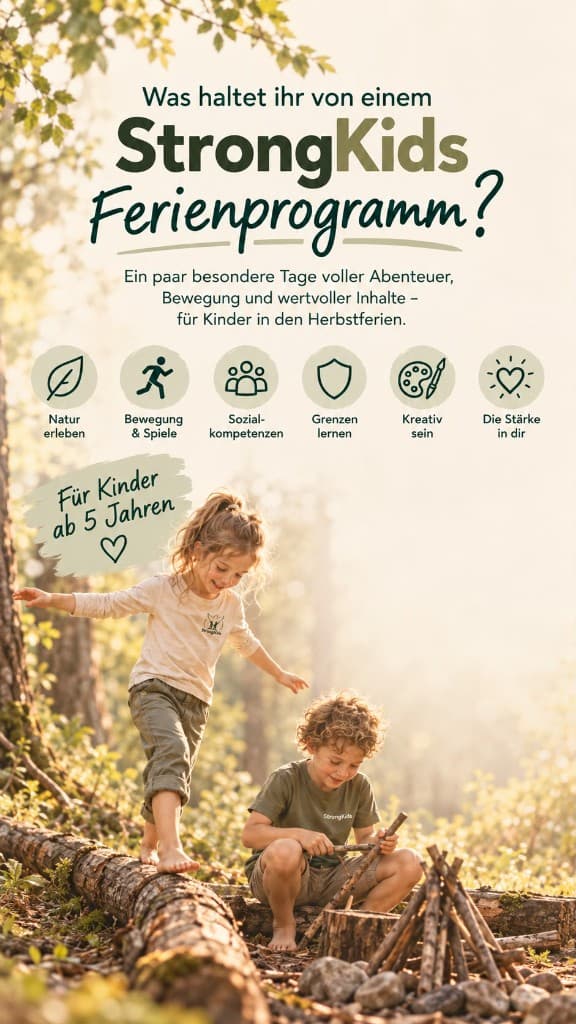 Zwei Kinder im Wald – StrongKids Ferienprogramm in den Herbstferien